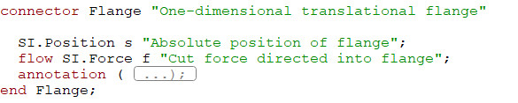 Flange connector from the Modelica.Mechanics.Translational library